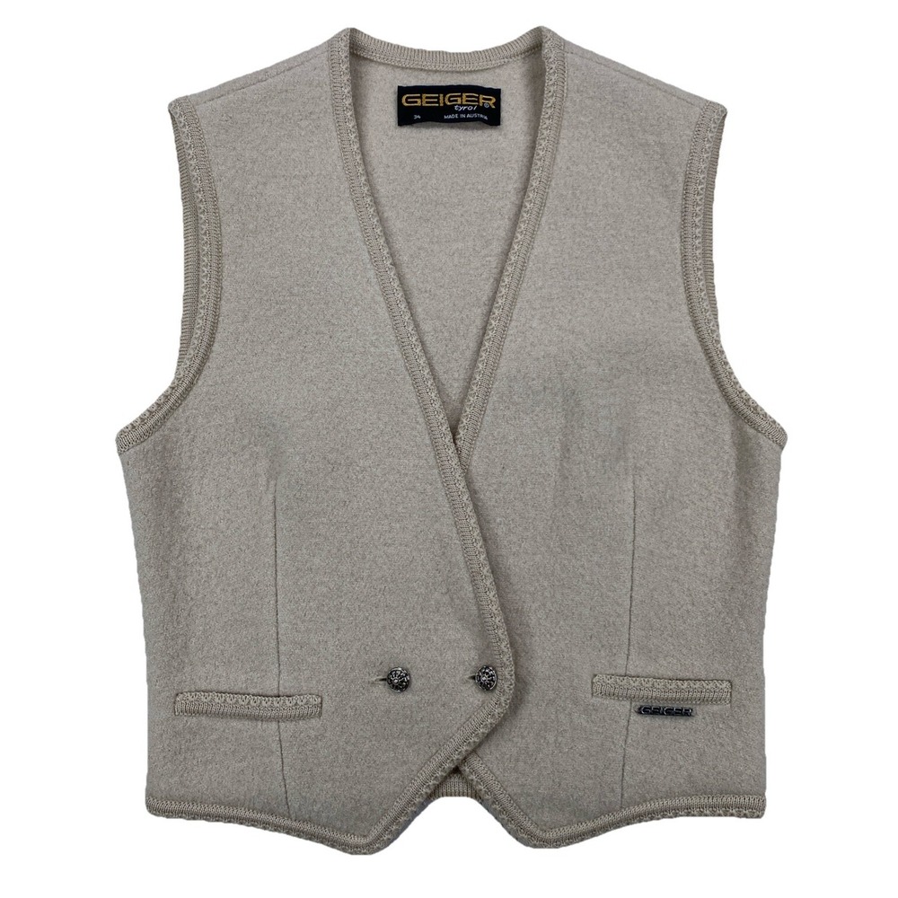 Geiger Tyrol Women's Wool Vest Button Up Size 34 Made In Austria
